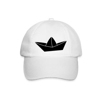 Papierschiff, paper ship - Baseballkappe - Weiß/Weiß - Vorne