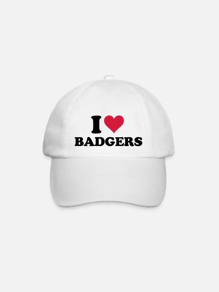 I Heart Badgers - Baseballkappe - Weiß/Weiß