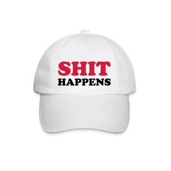 SHIT HAPPENS - Baseballkappe - Weiß/Weiß - Vorne