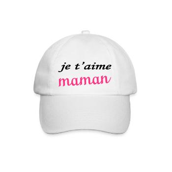 Je t'aime maman - Baseballkappe - Weiß/Weiß - Vorne