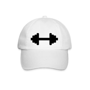 Hantel - Bodybuilding - Baseballkappe - Weiß/Weiß - Vorne