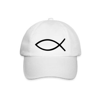 Jesus Fisch - Baseballkappe - Weiß/Weiß - Vorne