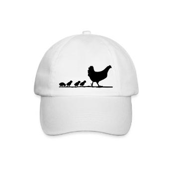 chicken_family__f1 - Baseballkappe - Weiß/Weiß - Vorne