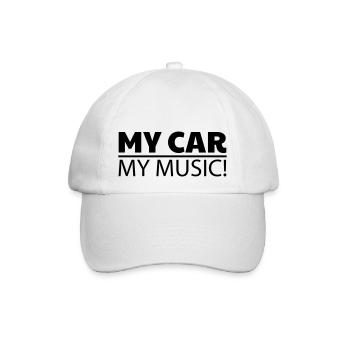 my car my music Auto Karre Sprüche KFZ - Baseballkappe - Weiß/Weiß - Vorne