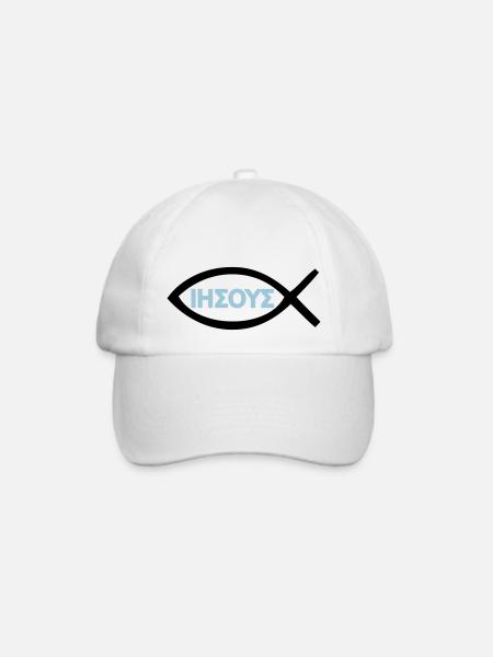 Jesus Christ Fisch Christus Christentum Symbol - Baseballkappe - Weiß/Weiß