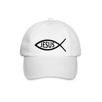 jesus fisch symbol - Baseballkappe - Weiß/Weiß - Vorne