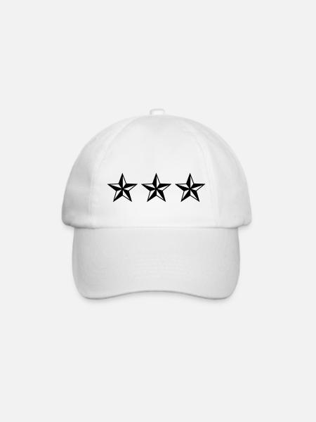 3 Sterne - Baseballkappe - Weiß/Weiß