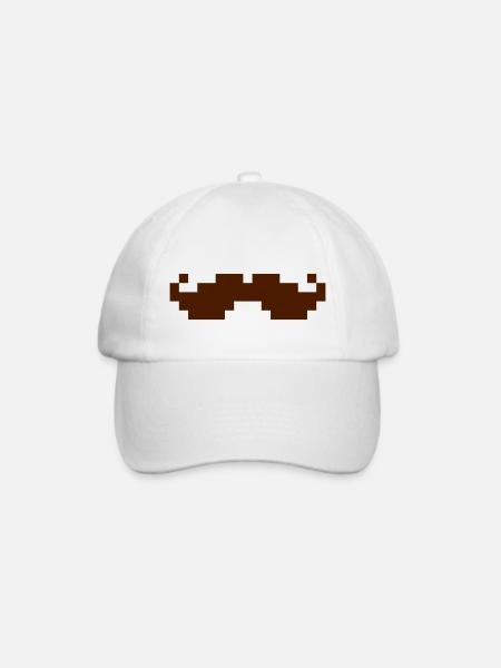 8bit pixel moustache - Baseballkappe - Weiß/Weiß