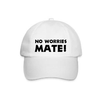 no worries mate - Baseballkappe - Weiß/Weiß - Vorne