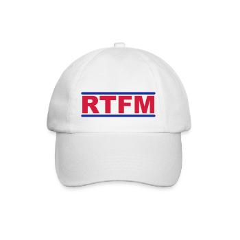 RTFM - Read The Fucking Manual - Baseballkappe - Weiß/Weiß - Vorne