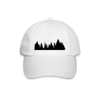 baeume wald nadelwald nadelbaum forst silhouette f - Baseballkappe - Weiß/Weiß - Vorne