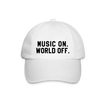 Music On, World Off. - Baseballkappe - Weiß/Weiß - Vorne