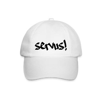 Servus, Dialekt, Gruß, Farbe editierbar - Baseballkappe - Weiß/Weiß - Vorne