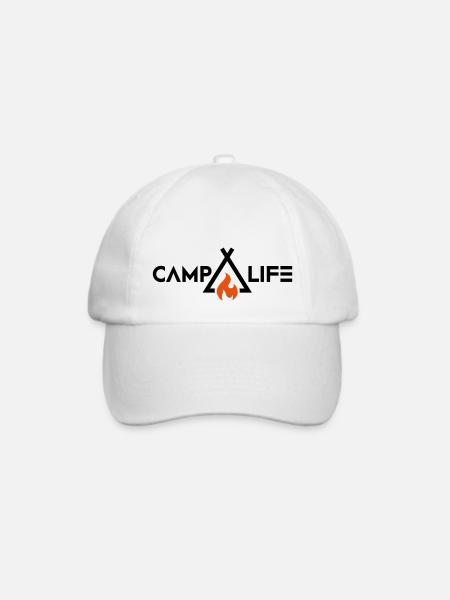 Campen mit Lagerfeuer - Baseballkappe - Weiß/Weiß