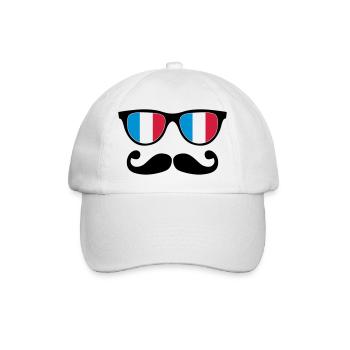 french mustache glasses nerd - like a sir - Baseballkappe - Weiß/Weiß - Vorne