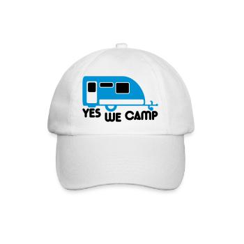 Wohnwagen Anhänger Yes we camp Symbol Logo - Baseballkappe - Weiß/Weiß - Vorne