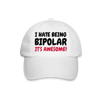 Bipolar - Humor - Funny - Joke - Friend - Baseballkappe - Weiß/Weiß - Vorne
