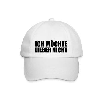 Ich möchte lieber nicht - Baseballkappe - Weiß/Weiß - Vorne
