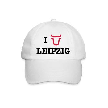 I Love Leipzig - Baseballkappe - Weiß/Weiß - Vorne