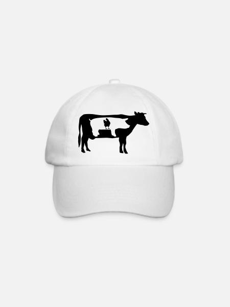 Bauernhof, Kuh, Schwein, Huhn - Baseballkappe - Weiß/Weiß