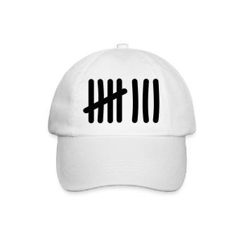 Strichliste Symbol - 8 Striche - Baseballkappe - Weiß/Weiß - Vorne