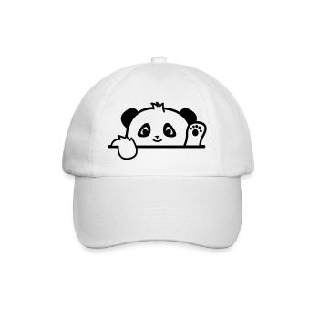 Schüchterner Panda versteckt sich und Hi 21-5 - Baseballkappe - Weiß/Weiß - Vorne