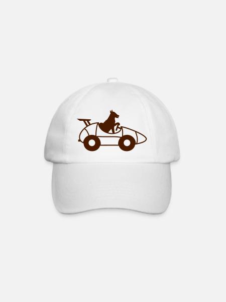 Hund Auto fahren Wettrennen Autosport Rennauto - Baseballkappe - Weiß/Weiß
