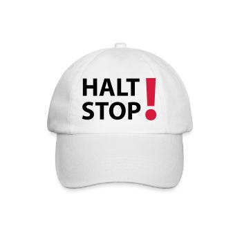 Halt Stop! - Baseballkappe - Weiß/Weiß - Vorne