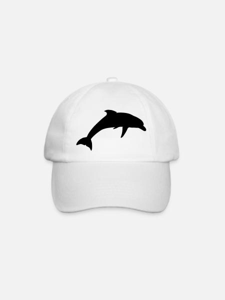 Delphin-Silhouette - Baseballkappe - Weiß/Weiß