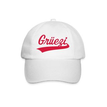Grüezi Schriftzug (Schweiz / Schwizerdütsch) - Baseballkappe - Weiß/Weiß - Vorne