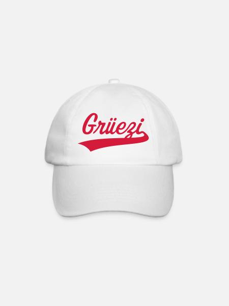 Grüezi Schriftzug (Schweiz / Schwizerdütsch) - Baseballkappe - Weiß/Weiß