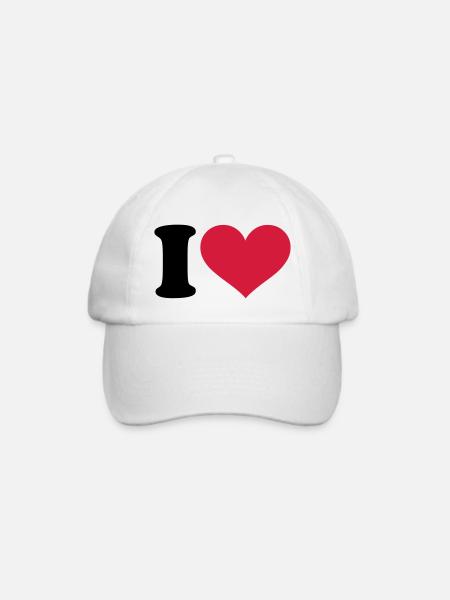 I - Heart - Baseballkappe - Weiß/Weiß