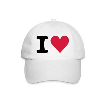 I - Heart - Love - Baseballkappe - Weiß/Weiß - Vorne