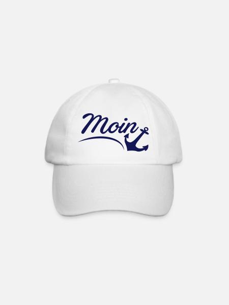 Moin Anker Herz Gruß Norddeutschland Hamburg Küste - Baseballkappe - Weiß/Weiß