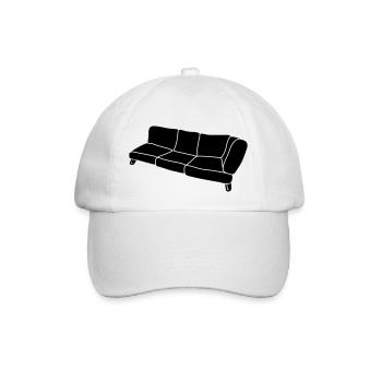 Couch Clipart Design - Baseballkappe - Weiß/Weiß - Vorne