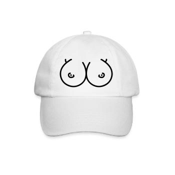 Brüste - Busen - Titten - Line - Baseballkappe - Weiß/Weiß - Vorne