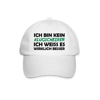 Bin kein klugscheißer - Baseballkappe - Weiß/Weiß - Vorne