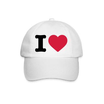 I love Logo Design Liebe rotes Herz Heart Schrift - Baseballkappe - Weiß/Weiß - Vorne