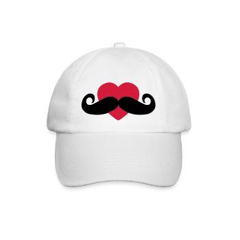 heart moustache / love moustache - Baseballkappe - Weiß/Weiß - Vorne