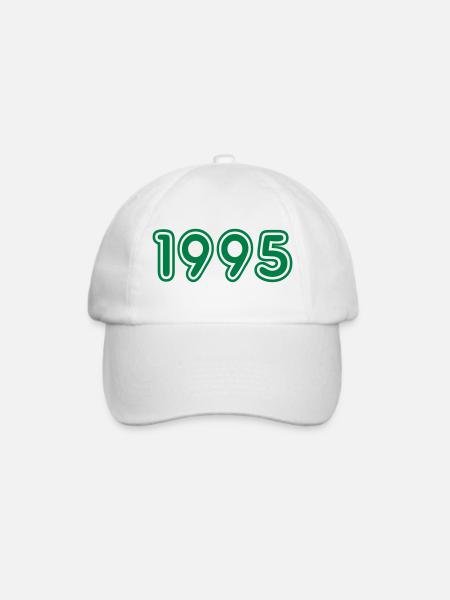 College Zahlen, Jahreszahlen, Jahrgang, 1995 - Baseballkappe - Weiß/Weiß