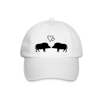 wildschweine verliebt - Baseballkappe - Weiß/Weiß - Vorne
