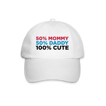 50% Mama. 50% Papa. 100% niedlich! - Baseballkappe - Weiß/Weiß - Vorne
