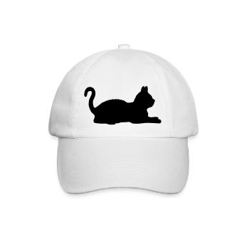 Liebe liegende Katze Silhouette - Baseballkappe - Weiß/Weiß - Vorne