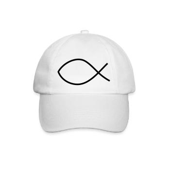 Fisch christliches Symbol - Baseballkappe - Weiß/Weiß - Vorne