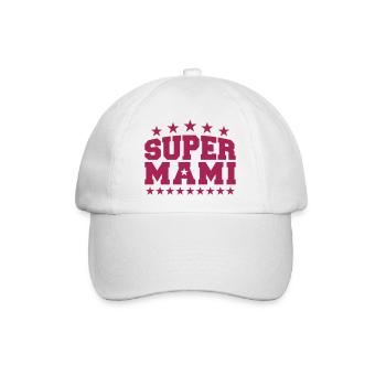 Super Mami (Schriftzug) - Baseballkappe - Weiß/Weiß - Vorne
