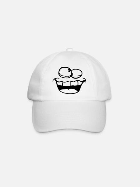 Grimasse Schielen Verrückt - Baseballkappe - Weiß/Weiß