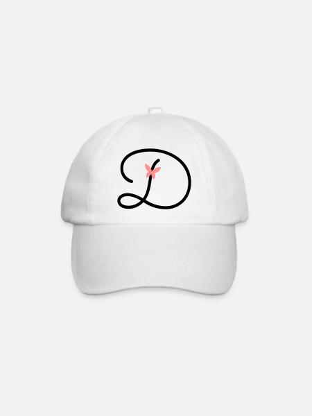 Buchstabe D Schmetterlingsbuchstabe - Baseballkappe - Weiß/Weiß
