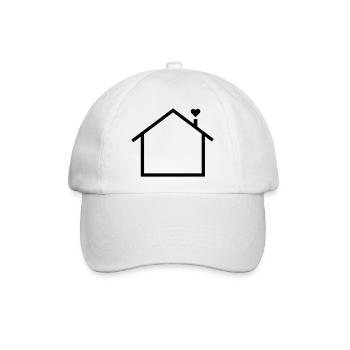 Haus schlicht mit Herz - Baseballkappe - Weiß/Weiß - Vorne