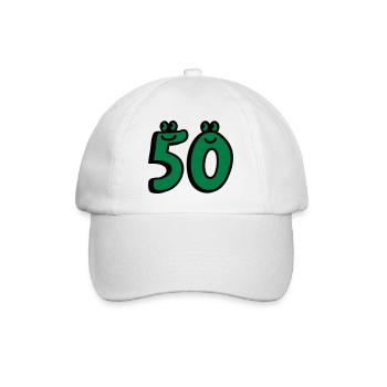 50 - Fünfzig - Baseballkappe - Weiß/Weiß - Vorne
