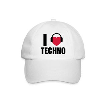 I LOVE TECHNO 1 - Baseballkappe - Weiß/Weiß - Vorne